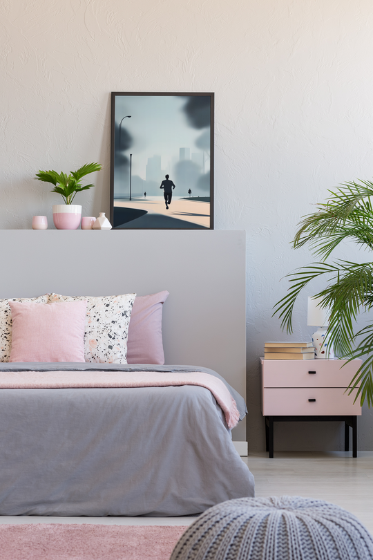 Morning Walk black framed Print by printlagoon