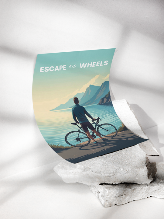 Escape on Wheels – Minimalist Cycling Adventure Poster