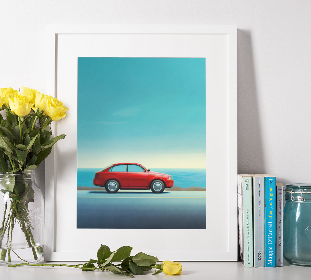 The Red Car Print by printlagoon