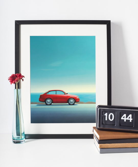 The Red Car Print by printlagoon