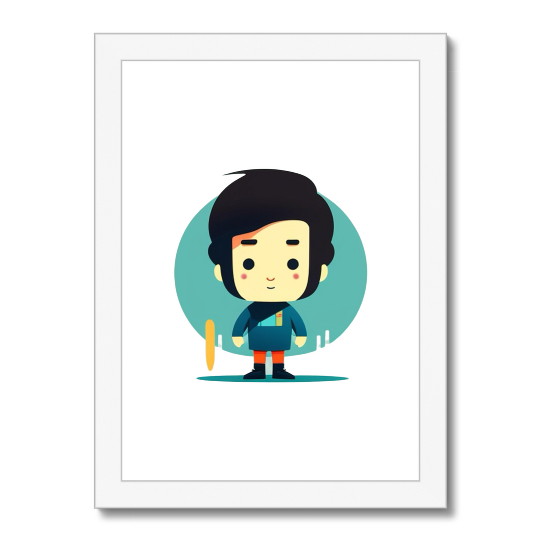 Framed illustration of a cartoon character with a white border