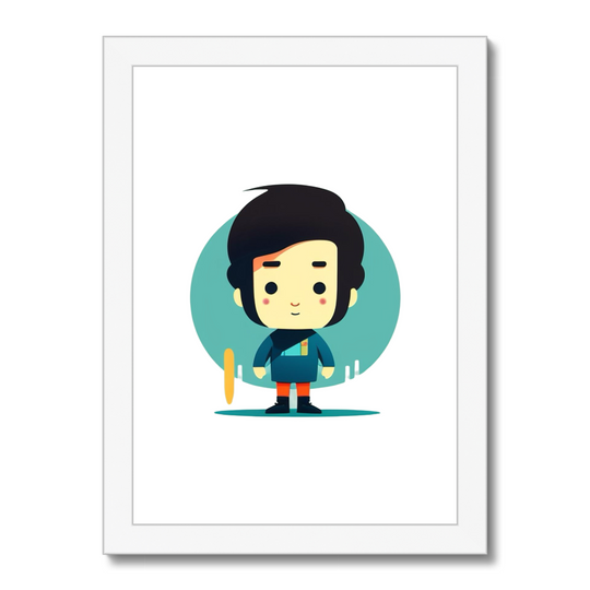 Framed illustration of a cartoon character with a white border