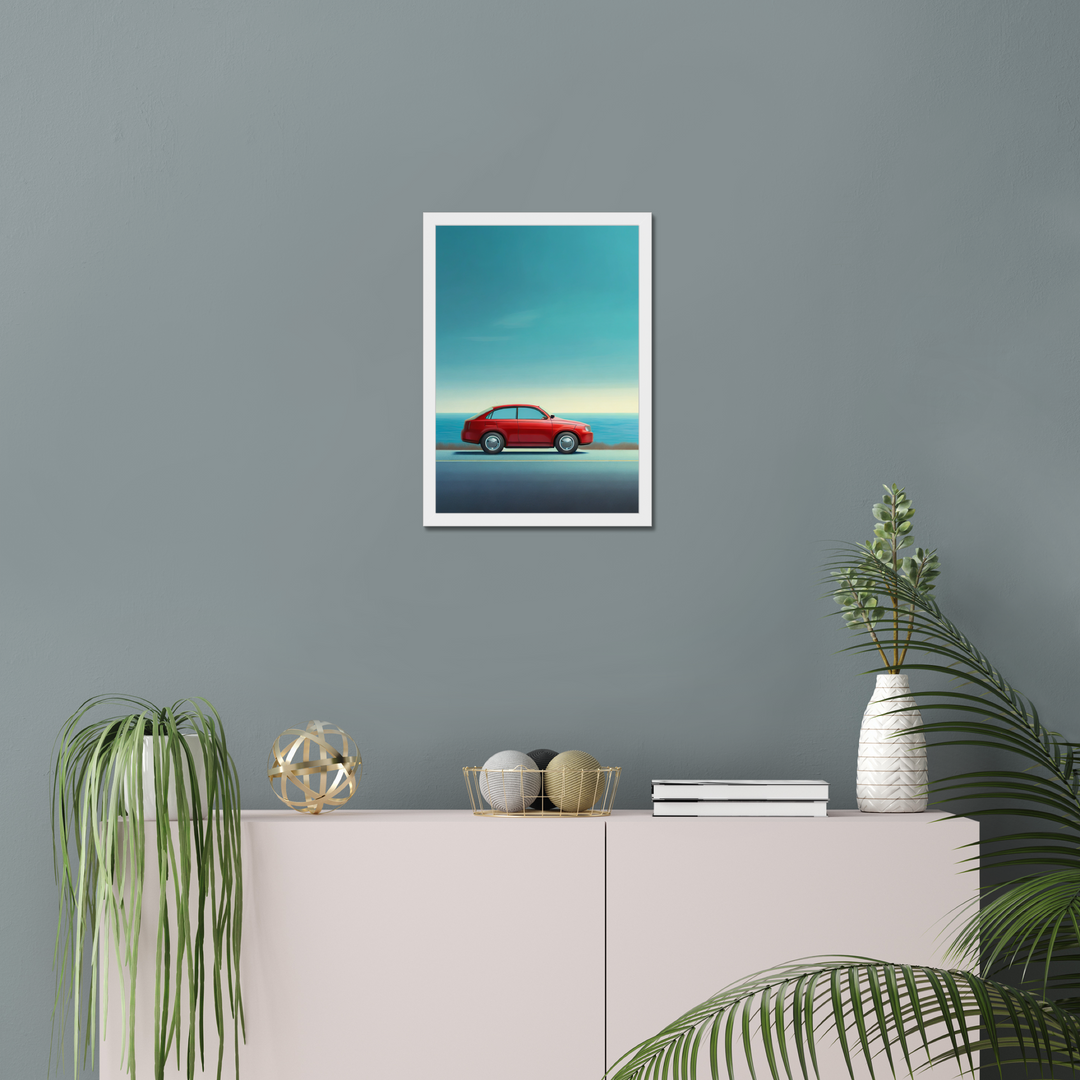 The Red Car Print by printlagoon