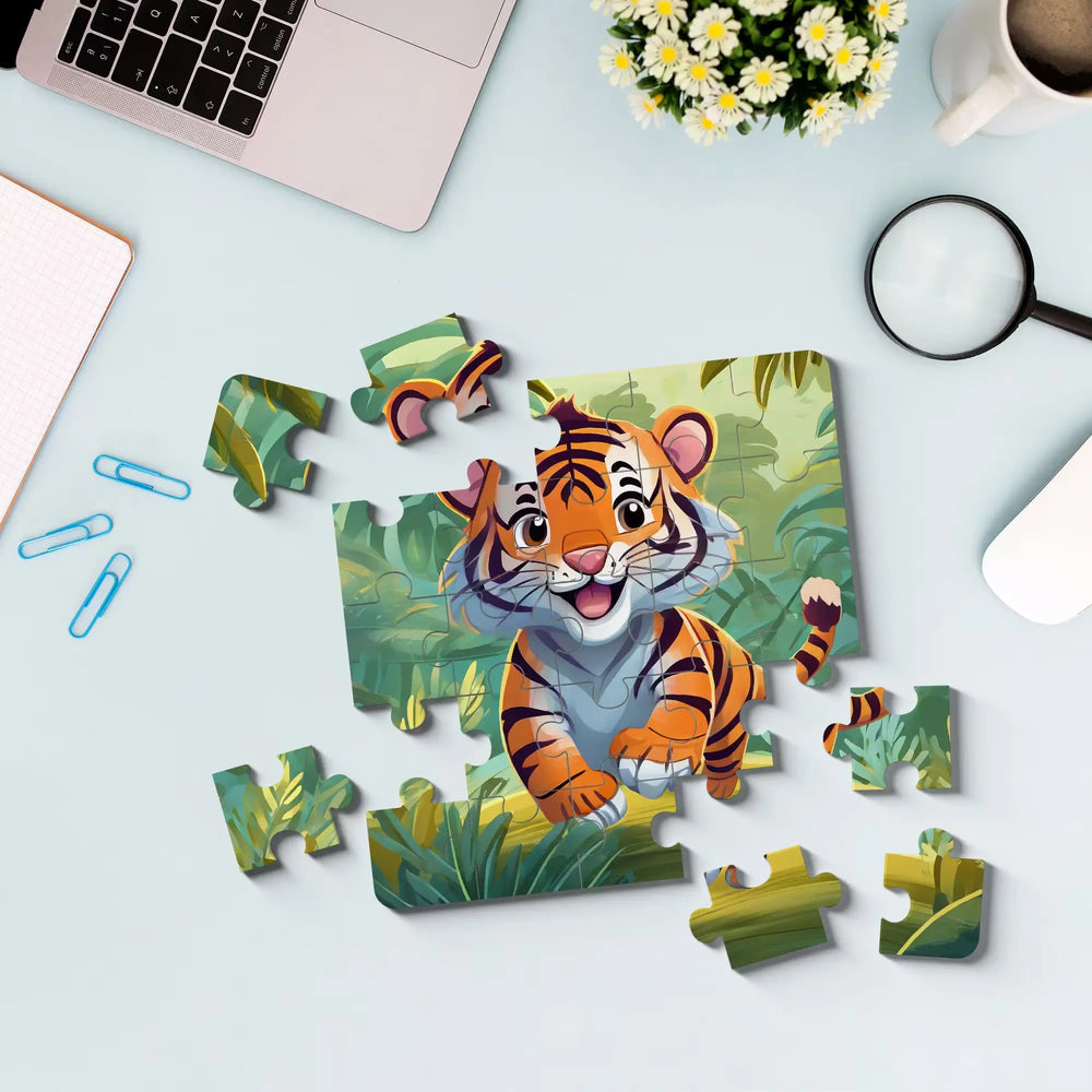 Tiger Jigsaw Puzzle with Loose Pieces | Fun Kids Puzzle Activity by printlagoon