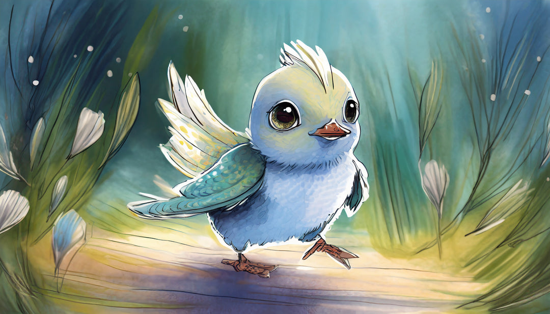 Cute baby bird watercolor jigsaw puzzle with whimsical forest nature artwork for kids and adults by printlagoon