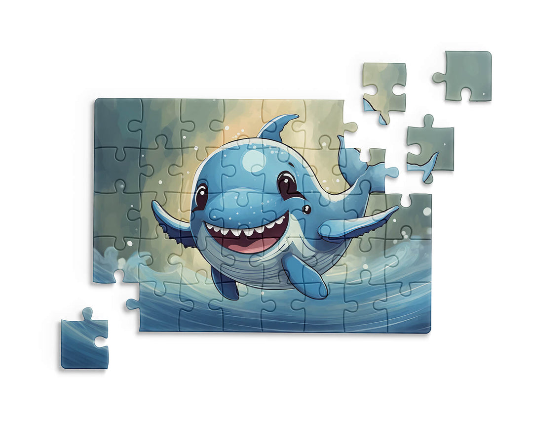 Happy dolphin cartoon character in the ocean, bright underwater artwork designed for children&
