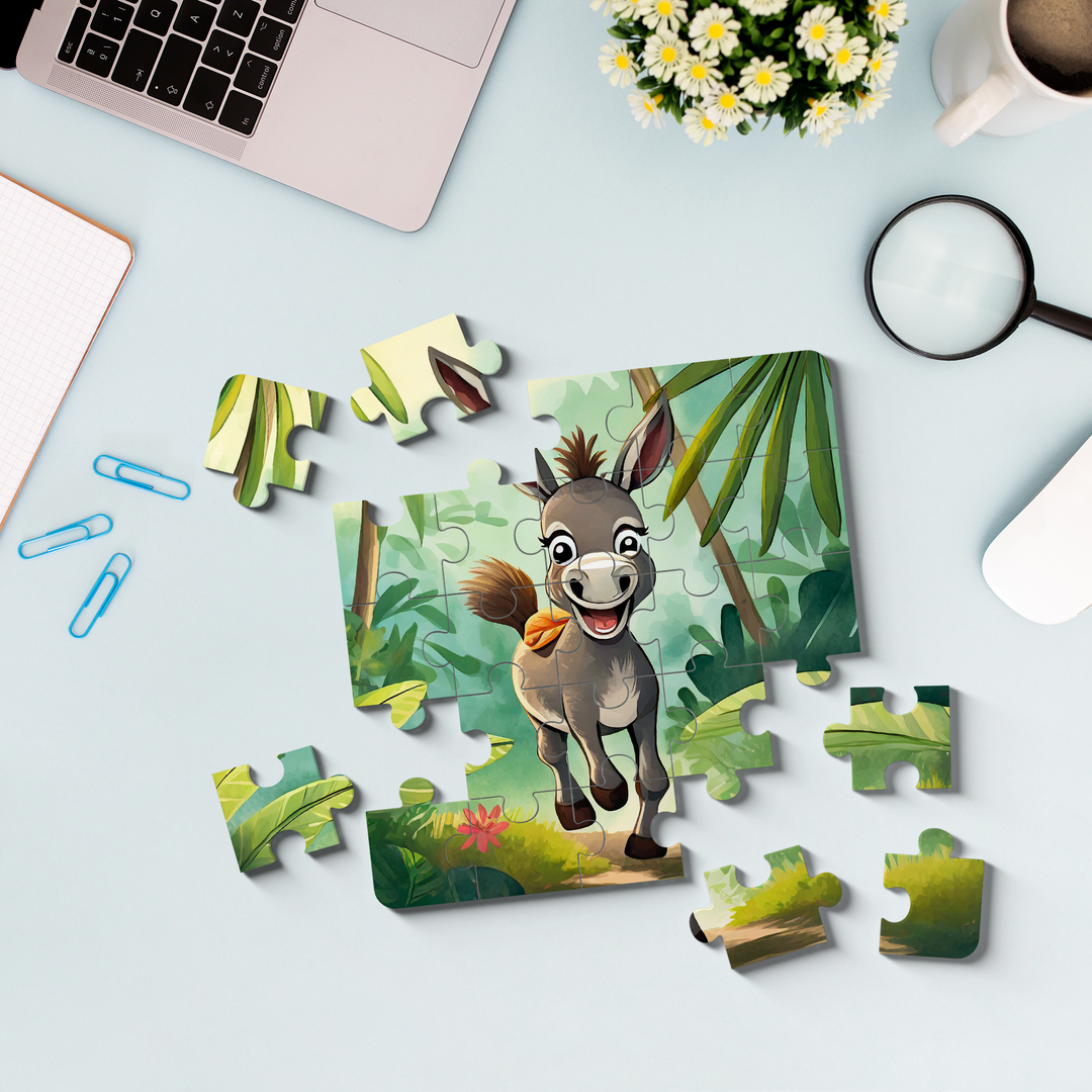 Happy Donkey in Jungle Jigsaw Puzzle by printlagoon