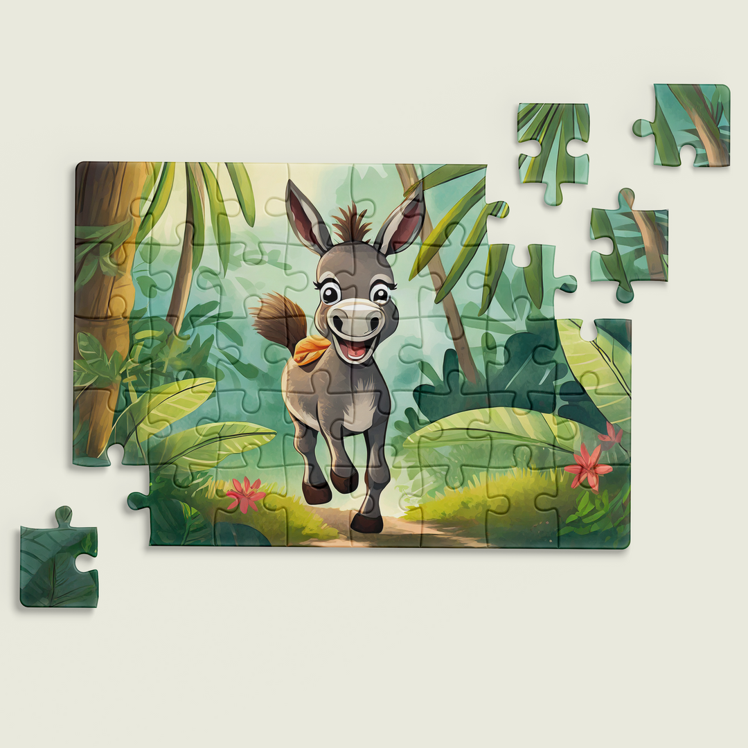 Happy Donkey in Jungle Jigsaw Puzzle by printlagoon