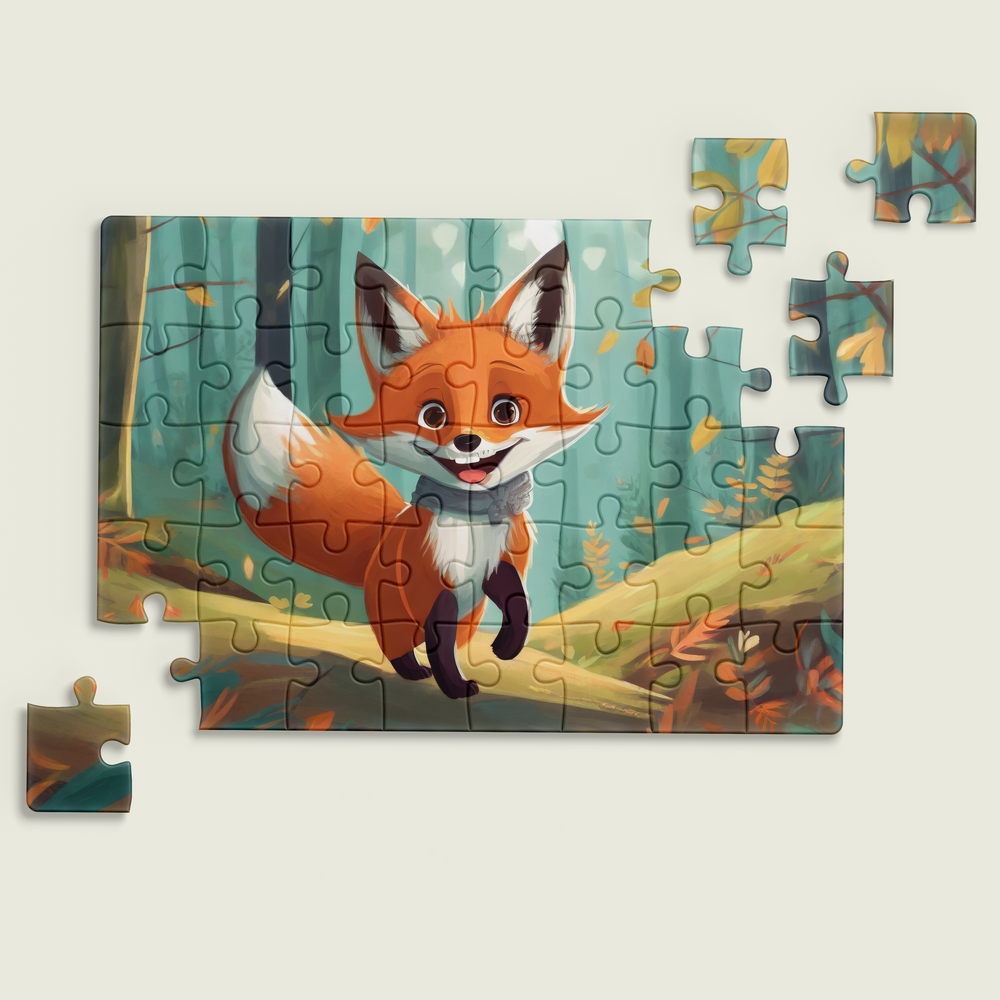 Cute Smily Fox Jigsaw Puzzle by printlagoon