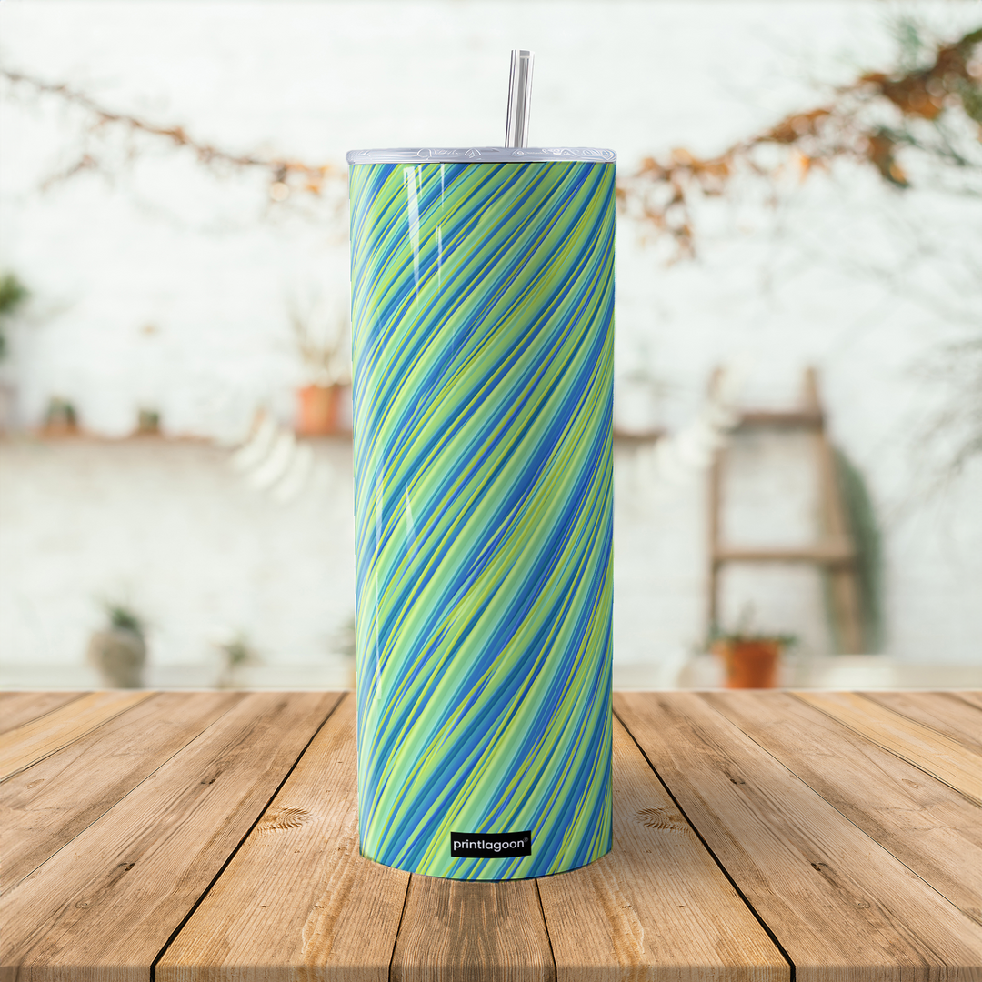 Green Lines Pattern Tumbler Bottle