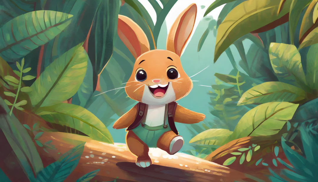 A Smiling Rabbit in Jungle Jigsaw Puzzle by printlagoon