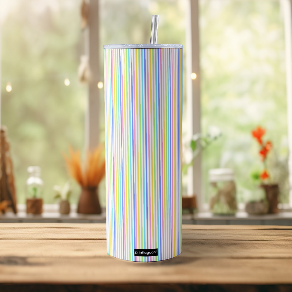 Colourful lines Pattern Tumbler Bottle by printlagoon