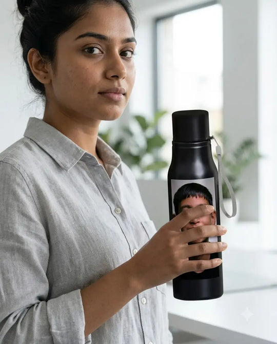 Personalised Photo Water Bottle – Matte Black 750ml Stainless Steel
