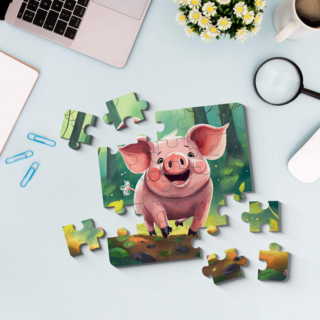 Baby Pig in Jungle Jigsaw Puzzle by printlagoon
