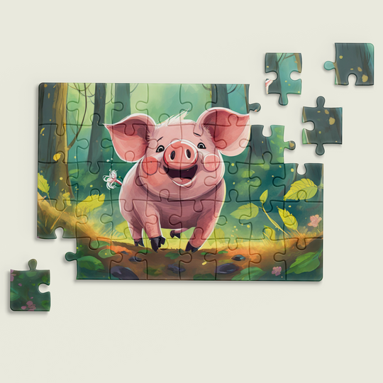 Baby Pig in Jungle Jigsaw Puzzle by printlagoon