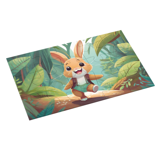 A Smiling Rabbit in Jungle Jigsaw Puzzle by printlagoon