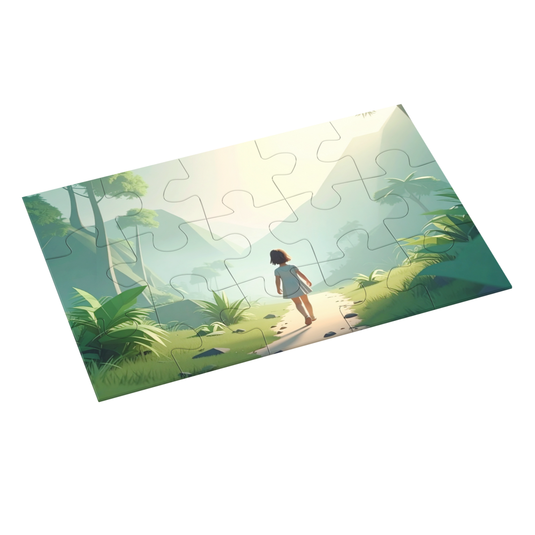 The lonely girl in jungle jigsaw puzzle