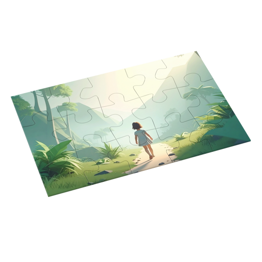 The lonely girl in jungle jigsaw puzzle