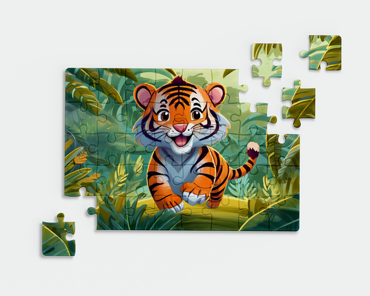 Premium quality kids' jigsaw puzzles featuring bright, engaging designs that captivate young minds and promote cognitive development. Made with sturdy, non-toxic materials, these puzzles are perfect for little hands, offering hours of fun while enhancing problem-solving, fine motor skills, and hand-eye coordination. Each piece is carefully crafted to ensure a perfect fit, making assembly easier and more enjoyable for children. A great way to introduce kids to the joy of Tiger Jigsaw Puzzle by printlagoon