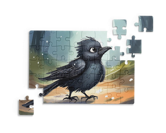 Jigsaw puzzle with a crow bird design on a white background by printlagoon