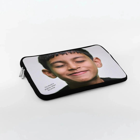 Custom photo laptop sleeve printed with your picture and message