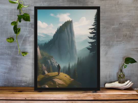 Scenic wide view of mountains and forest Print by printlagoon