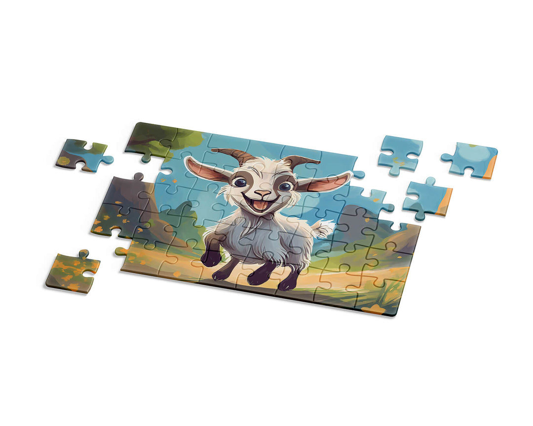 Jigsaw puzzle with a cartoon goat for kids by printlagoon