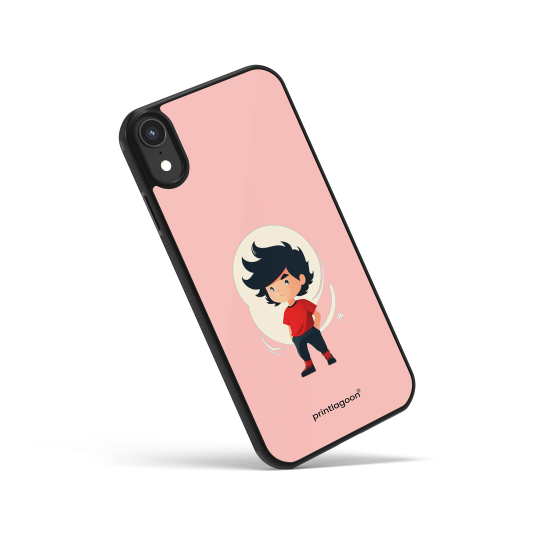 The Boy - Pink Glass Phone Case by printlagoon