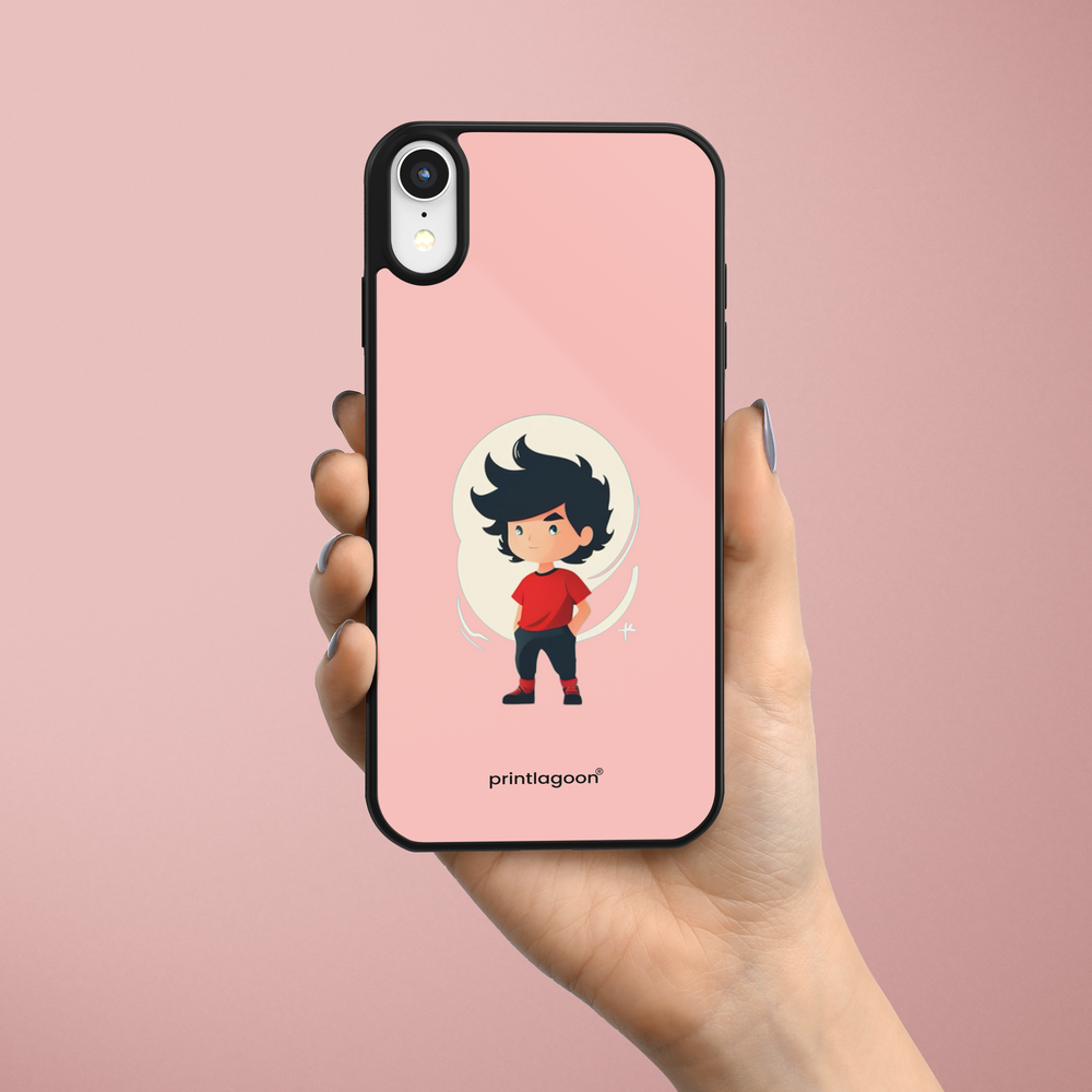 The Boy - Pink Glass Phone Case by printlagoon