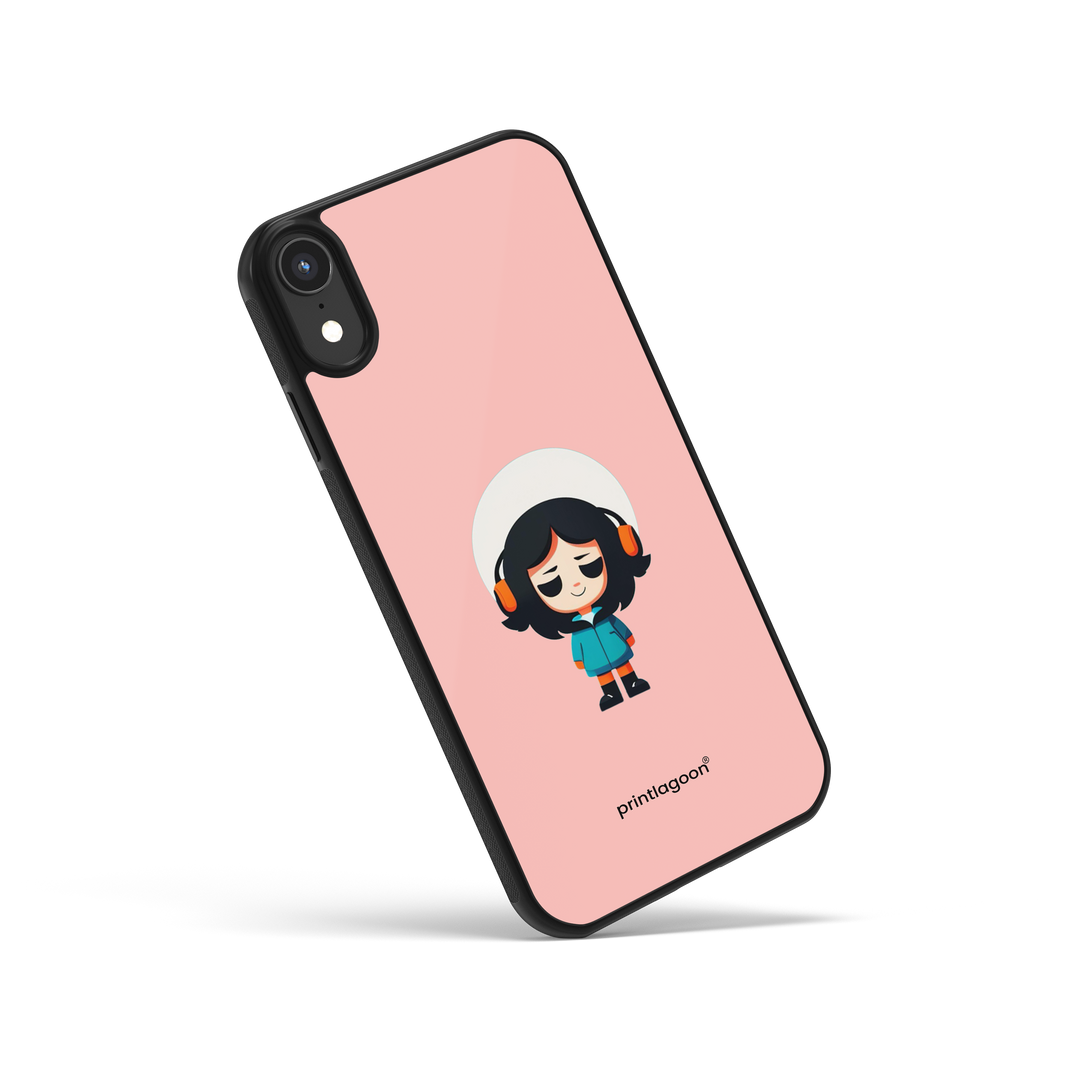 Girl - pink Mobile Glass Phone Cases by printlagoon
