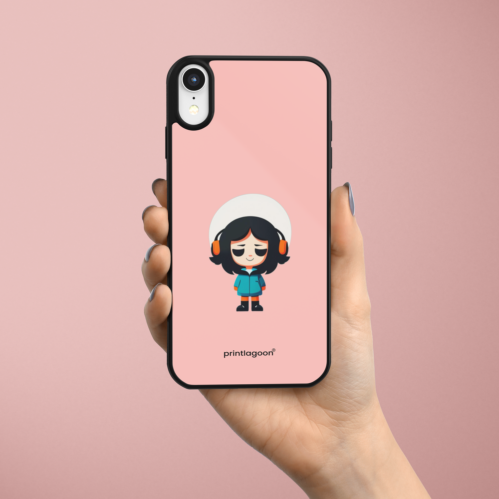 Girl - pink Mobile Glass Phone Cases by printlagoon