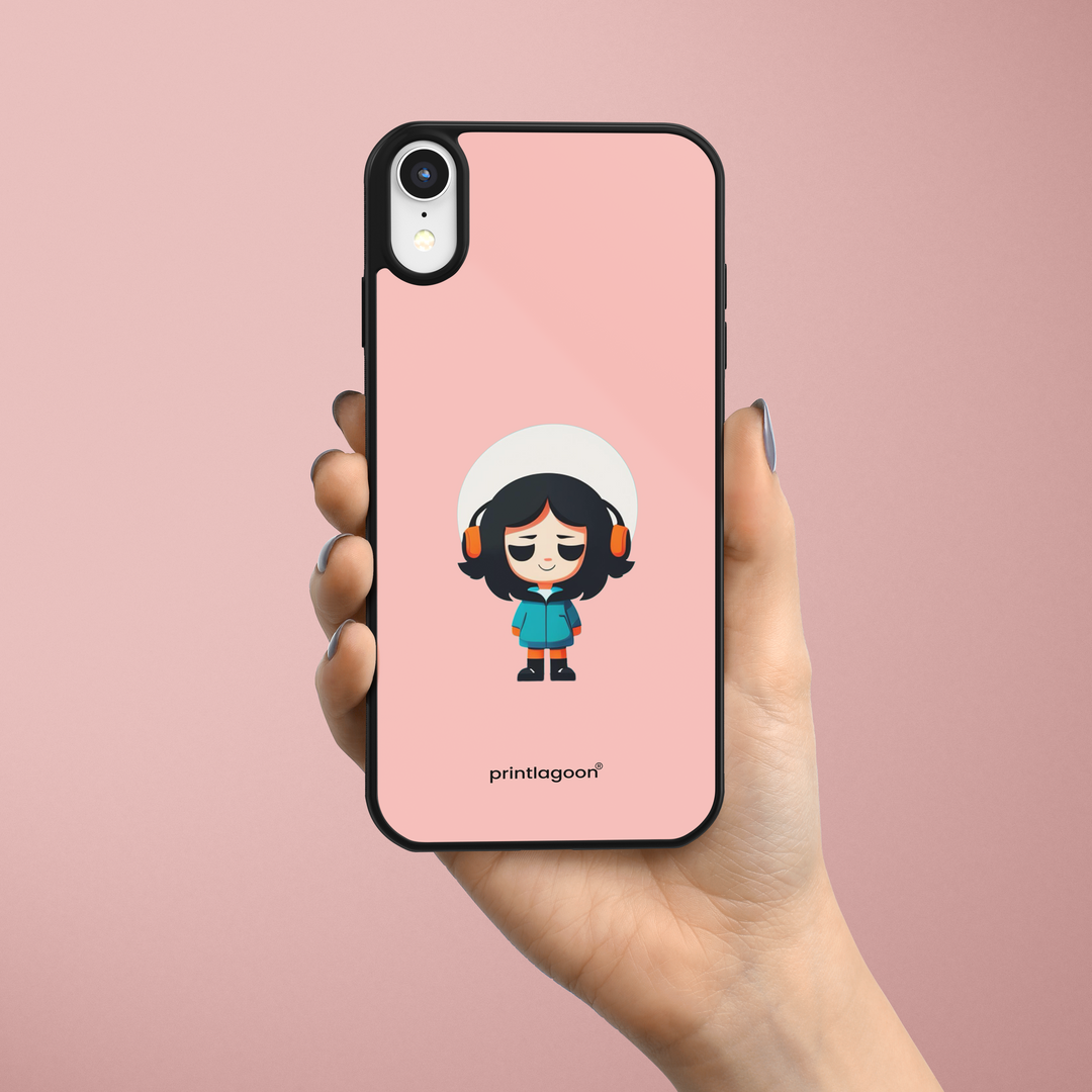 Girl - pink Mobile Glass Phone Cases by printlagoon