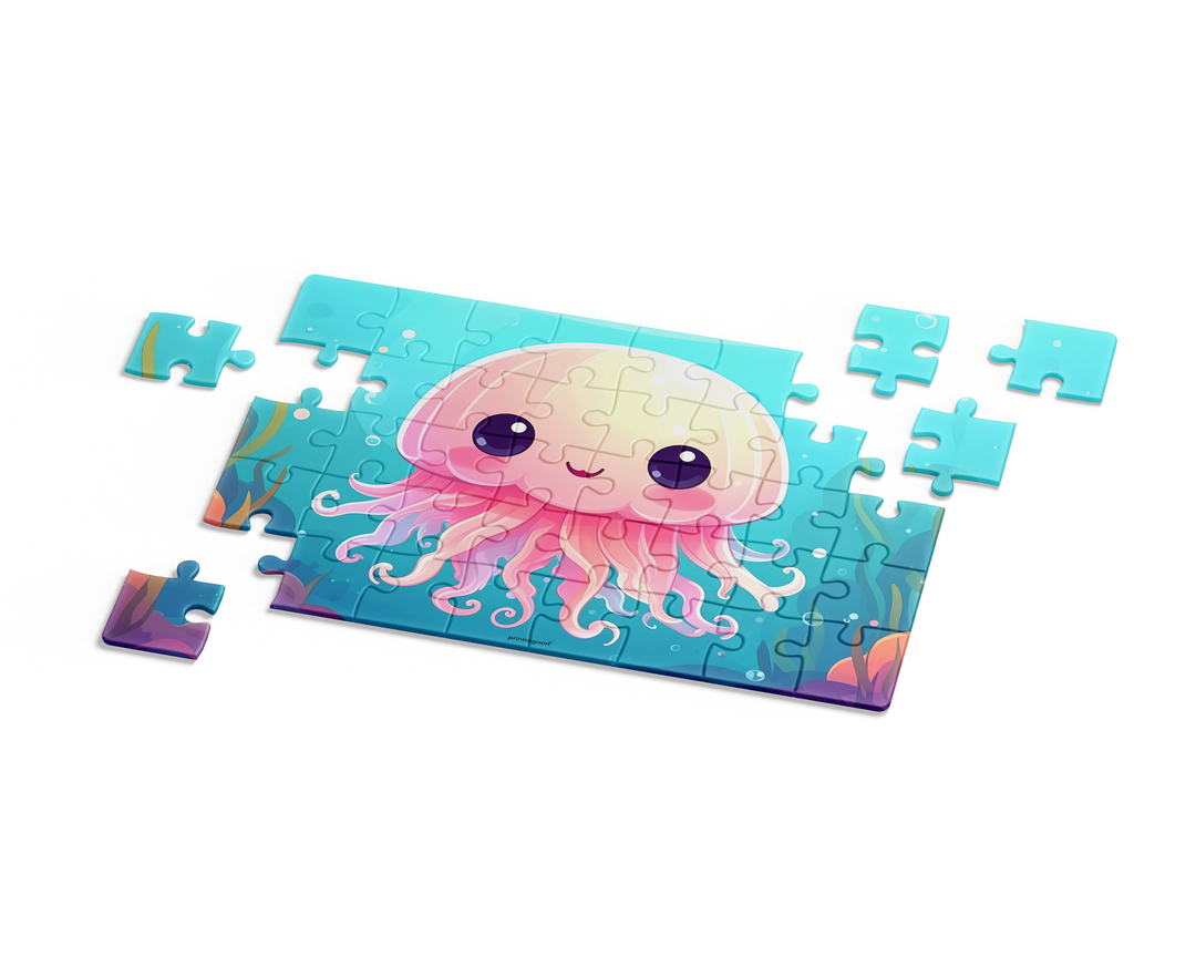 Children's puzzle with a jellyfish design on a white background