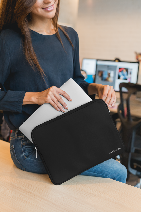 Black Laptop Sleeve by printlagoon