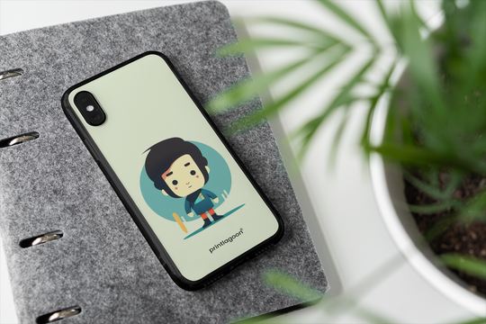 A cute boy glass phone case by printlagoon