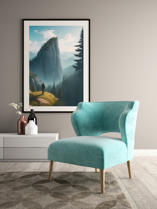 Scenic wide view of mountains and forest Print by printlagoon