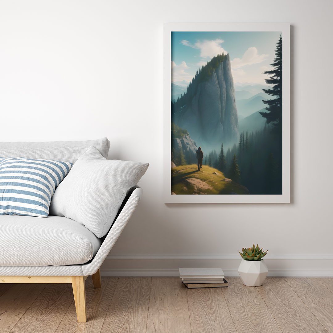 Scenic wide view of mountains and forest Print by printlagoon