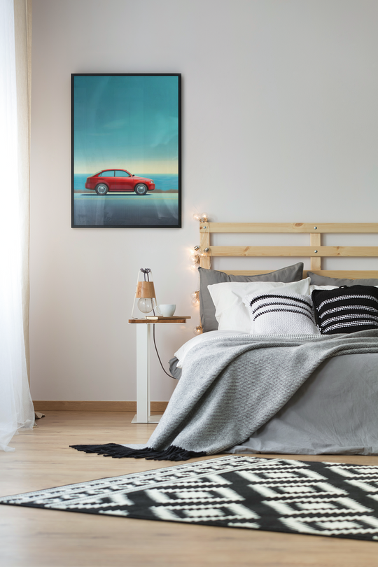 The Red Car Print by printlagoon