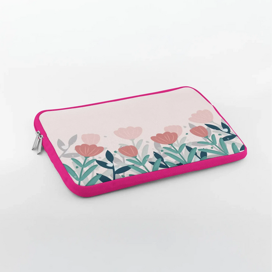 Pink floral laptop sleeve by printlagoon