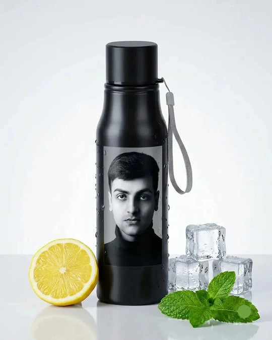 Personalised Photo Water Bottle – Matte Black 750ml Stainless Steel