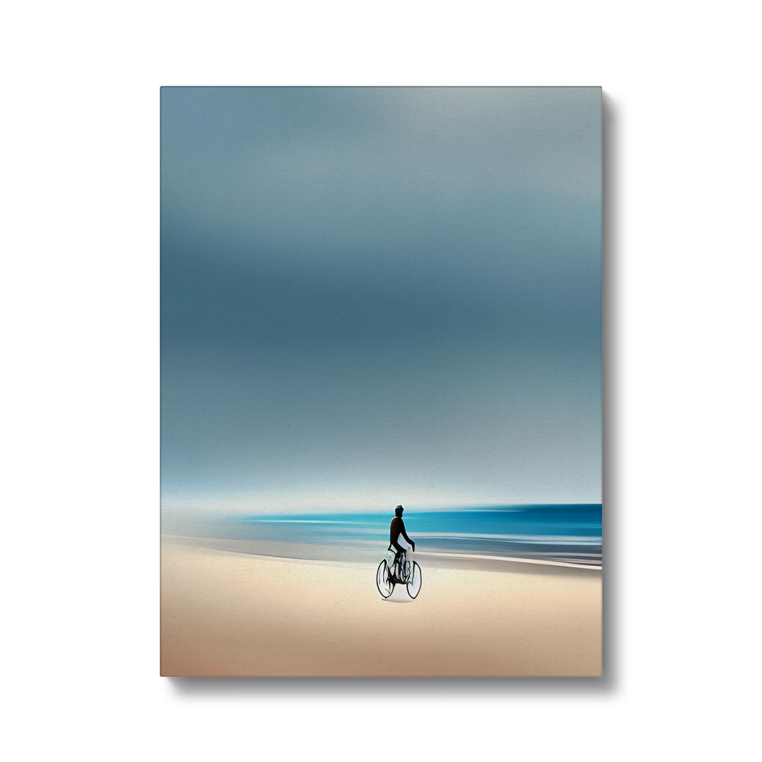 A Cyclist on The Beach Print