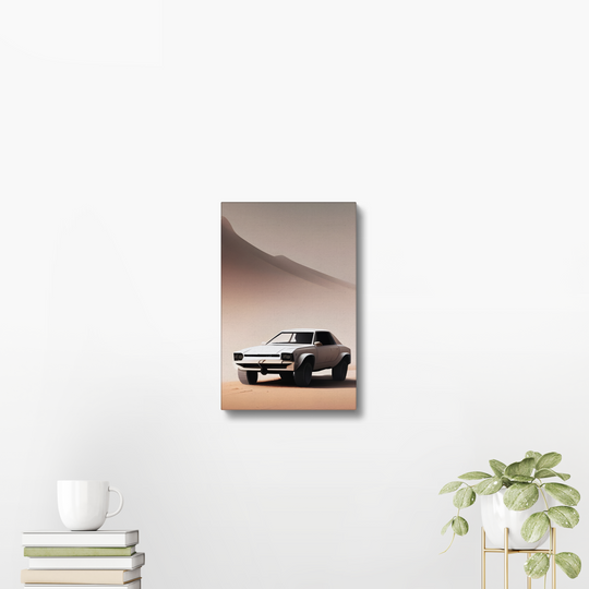 A White Car in Desert Print