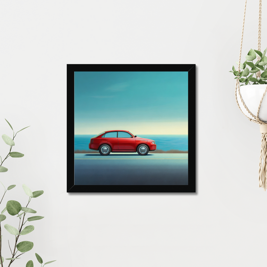 The Red Car Print by printlagoon