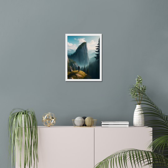 Scenic wide view of mountains and forest Print by printlagoon