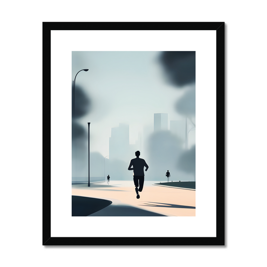 Morning Walk black framed mounted Print by printlagoon