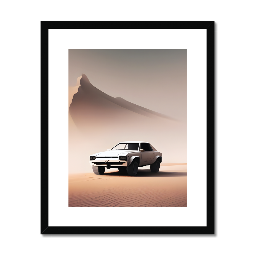 A White Car in Desert Print