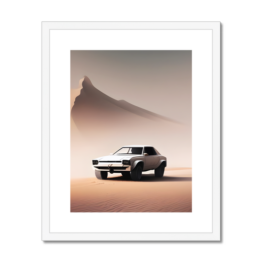 A White Car in Desert Print