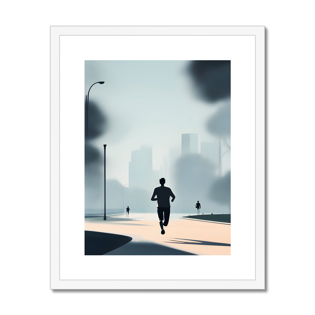 Morning Walk White framed Print by printlagoon