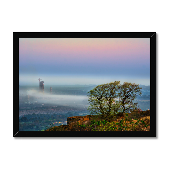 Serene beauty of fog and industry print