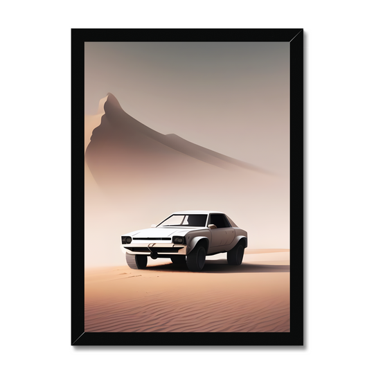 A White Car in Desert Print